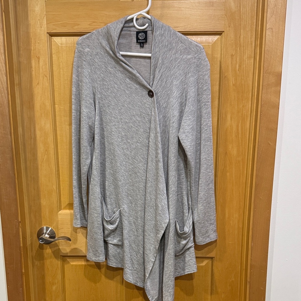 Bobeau Heather Gray Women's Cardigan with Single Button